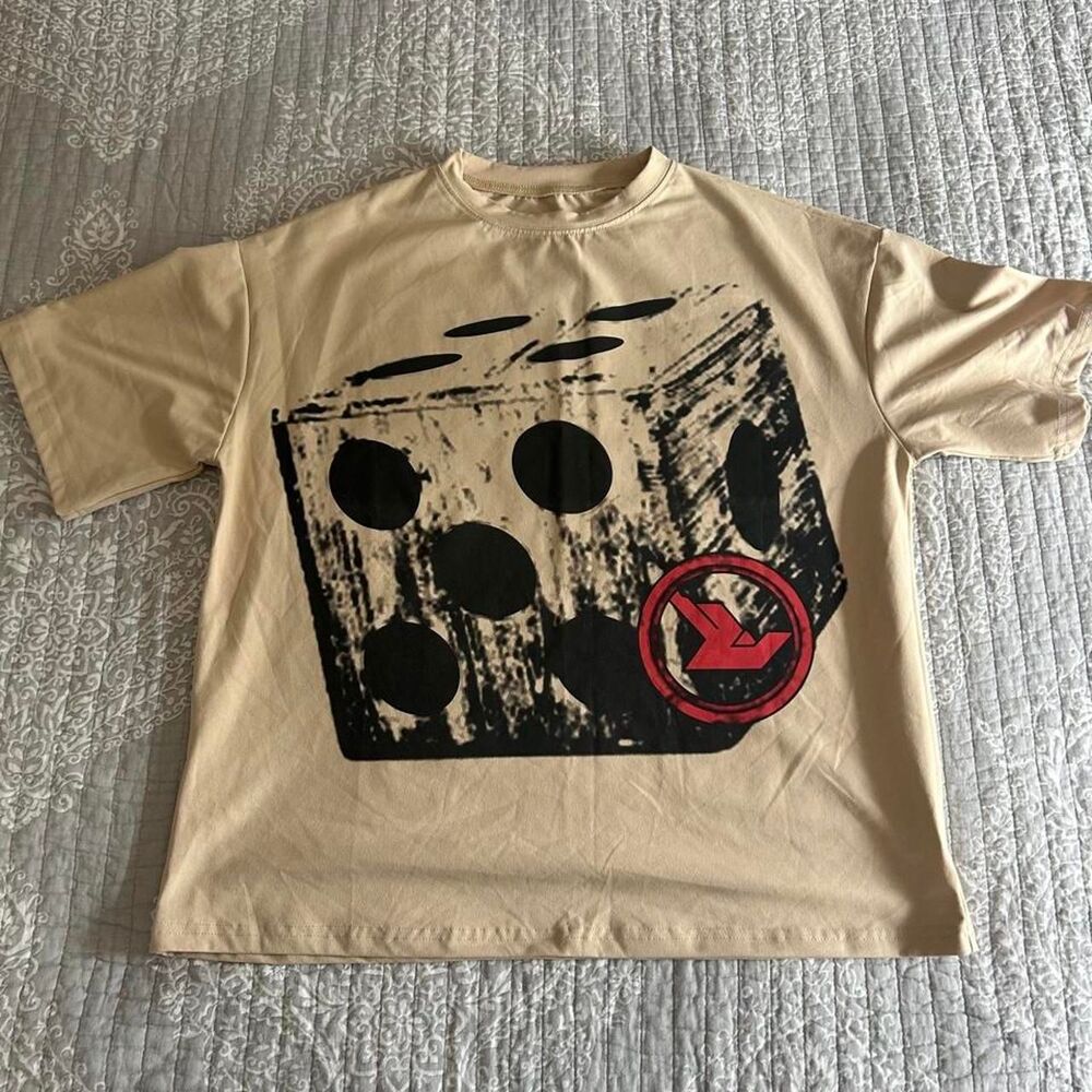 Men's Tan and Cream T-shirt